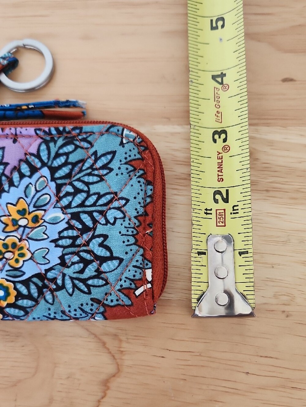 Vera Bradley Zip Pouch Teal, Rust & Purple Floral Quilted Zip Card Case - Picture 5 of 9